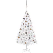 Syfax Künstlicher Weihnachtsbaum mit Beleuchtung & Kugeln Weiß 120 cm