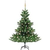 Syfax Künstlicher Weihnachtsbaum Nordmann LED & Kugeln Grün 150 cm