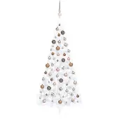 Syfax Künstlicher Halb-Weihnachtsbaum Beleuchtung Kugeln Weiß 240 cm