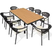 DCB Groupe 8-sitzige Garten-Essgruppe aus Aluminium – Anthrazitgrau