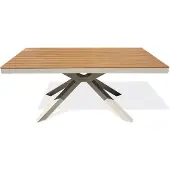 DCB Groupe Gartentisch aus Aluminium mit Tischplatte in Holzoptik – Greige