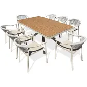 DCB Groupe 8-sitzige Garten-Essgruppe aus Aluminium – Greige