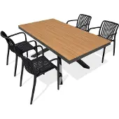 DCB Groupe 4-sitzige Garten-Essgruppe aus Aluminium – Anthrazitgrau
