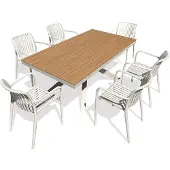 DCB Groupe 6-sitzige Garten-Essgruppe aus Aluminium – Greige