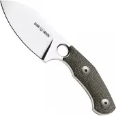 GiantMouse GMF1-MG Satin MagnaCut, Green Canvas Micarta, Leather Sheath, Fahrtenmesser