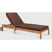 Ethnicraft Jack Gartenliege verstellbar mit Stoffauflage Teak 216x84 cm