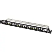 Logilink Keystone Panel 1U, 24 Ports, shielded, with label fields, black