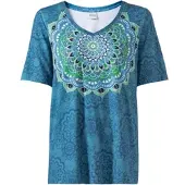 DW-Shop Viskose-Shirt, Druck blau, 44/46