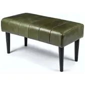 Feeling4Home Bank Benea aus Leder und Mangoholz - 90 cm, Olive-Grün
