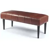 Feeling4Home Bank Benea aus Leder und Mangoholz - 120 cm, Braun