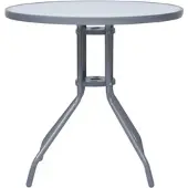 Furnicato Gartentisch Hellgrau 80 Cm Stahl Und Glas