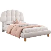 XDeer Einzelbett, Kinderbett, Jugendbett, Polsterbett, Holzlattenrost, Vliesimitat, Weiß