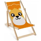 AllBags Kinder Liegestuhl Holz klappbar verstellbar „Löwe“ – Garten Sonnenliege mit Druck