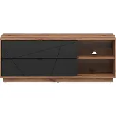 Petits-meubles TV-Möbel Sven mit 2 Schubladen, Schwarz und Holzoptik, 156cm