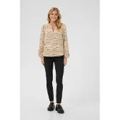 Kaffe Langarm-Bluse Regular fit Nomad w. Black Deep graphic beige