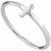 Cai Ring 925/- Sterling Silber rhodiniert Kreuz