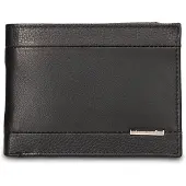 Pierre Cardin Herren Geldbörse, echtes Leder, schwarz, schlankes Design, ohne Verschluss