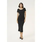 Kaffe Midikleid "Damen Kleid KAmira", Damen, Gr. S, N-Gr, schwarz (schwarz deep), Obermaterial: 65% Viskose CV. 28% Polyester PES. 7% Elasthan EL., Kleider Midikleid