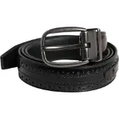 Dolce&Gabbana Schwarz Braun Leder Klassischer Metallverschluss Gürtel