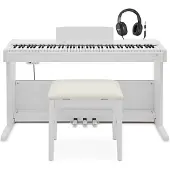 Gear4Music VISIONKEY-500 Digitalpiano im Bundle mit Klavierbank von weiß