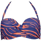 Buffalo Bikini-Oberteil in Dunkelblau/ Orange - 42E-Cup