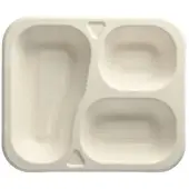 Papstar Siegelschalen Zuckerrohr 3-geteilt, weiß, 925 ml | Folie (100 Stück)