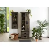 MASSIVMOEBEL24.DE Schrank Mango 70x35x195 grau lackiert RAILWAY #284