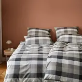 Elegante Soft-Flanell Bettwäsche Hamilton kiesel 200x220 cm + 2x 80x80 cm - grau