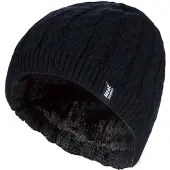 Heat Holder Damen gerippt Kabel stricken Fleece gefüttert Thermal gestrickt Beanie Hut