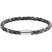 Cai Armband Edelstahl Leder Marine 23cm