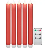 Goobay 5er-Set rote LED-Echtwachs-Stabkerzen, inkl. Fernbedienung