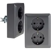Chilitec MILOS Schutzkontakt-Steckdose 23718, 2-fach, 2in1, 16A/250V, UP, anthrazit