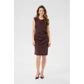 Kaffe Midikleid "Damen Kleid KAindia", Damen, Gr. S, N-Gr, braun (fudge), Obermaterial: 76% Polyester Pol. recyc.. 20% Viskose CV. 4% Elasthan EL., Kleider Midikleid