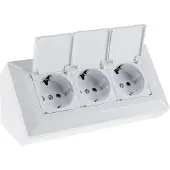 Chilitec 3-fach Steckdosenblock weiß 250V/ 16A Aufbaumontage mit Klappen
