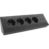 Chilitec 4-fach Steckdosenblock + 2x USB schwarz 250V/ 16A Aufbaumontage USB 3,1A