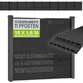 Juskys WPC Sichtschutzzaun 10er Set - 10x Element + 11x Pfosten