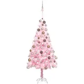 Prolenta Maison Exclusive - Künstlicher Weihnachtsbaum mit Beleuchtung & Kugeln Rosa 180cm