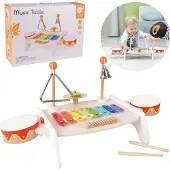 ClassicWorld - CLASSIC WORLD Musikinstrumentensatz für Kinder Xylophon Becken Becken Trommeln Beckenstöcke Dreieckige Glocke 9 Stück.