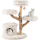 Northix Katzenbaum mit Massivholzstamm und Plüschplattformen, 102 cm