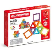 Magformers Konstruktionsspielzeug 50-teilig, magnetische Bausteine mit Dreiecken und Quadraten