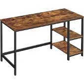 Vasagle Schreibtisch vintagebraun-schwarz, Schreibtisch, Homeoffice, Gerade, Rechteckige Form, Braun, Partikelbord