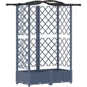 vidaXL Hochbeet mit Rankgitter und Dach Grau 124 x 40 x 123 cm PP