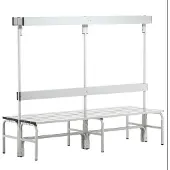 Sypro Umkleidebank, Stahlrohr/Alu, doppelt mit Garderobenteil, 1500 mm breit, anthrazit