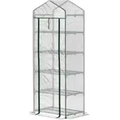 Furnicato Mini Gewächshaus Blumen Gemüse 69x49x193 Cm Weiß Stahl Kunststoff