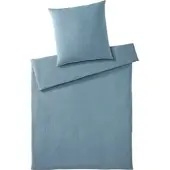 Elegante Musselin Bettwäsche Smooth 200x220 cm + 2x 80x80 cm | rauchblau - blau