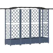 vidaXL Hochbeet mit Rankgitter und Dach Grau 203,5 x 40 x 123 cm PP