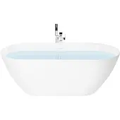 Beliani Badewanne Weiß Acryl Oval Freistehend 170 x 75 cm mit Überlauf Ablaufgarnitur ohne Armatur s Modernes Design für 1 Person
