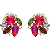 Luxenter lila Kristall-Ohrringe aus 18k Gelbgold - Mutaj