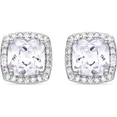 Luxenter Rhodium plattierte Brillant Zirkonia Ohrringe - Derlim