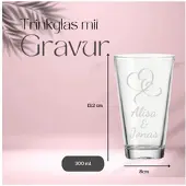 Luxentu Trinkglas CIAO 300 ml Herzen geschwungen 60er Set